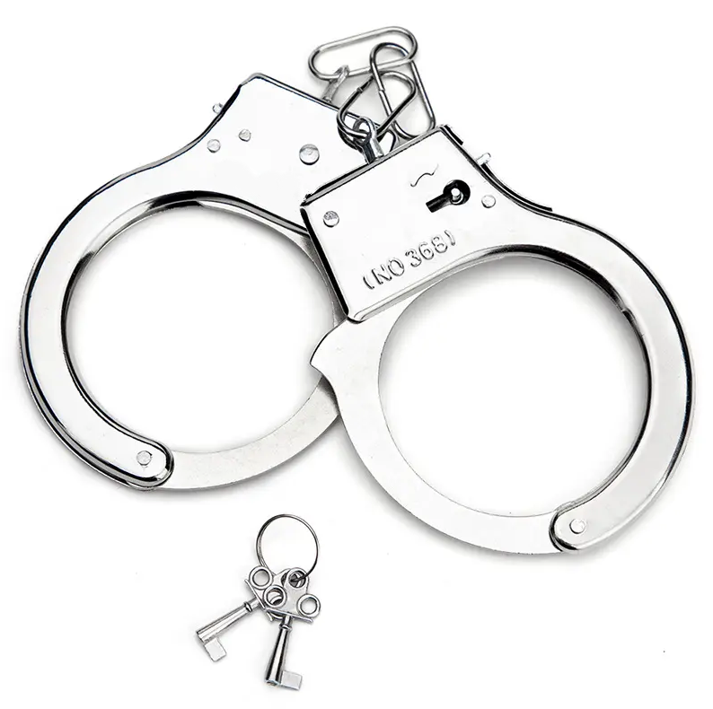 Realistic Silver Metal Handcuffs